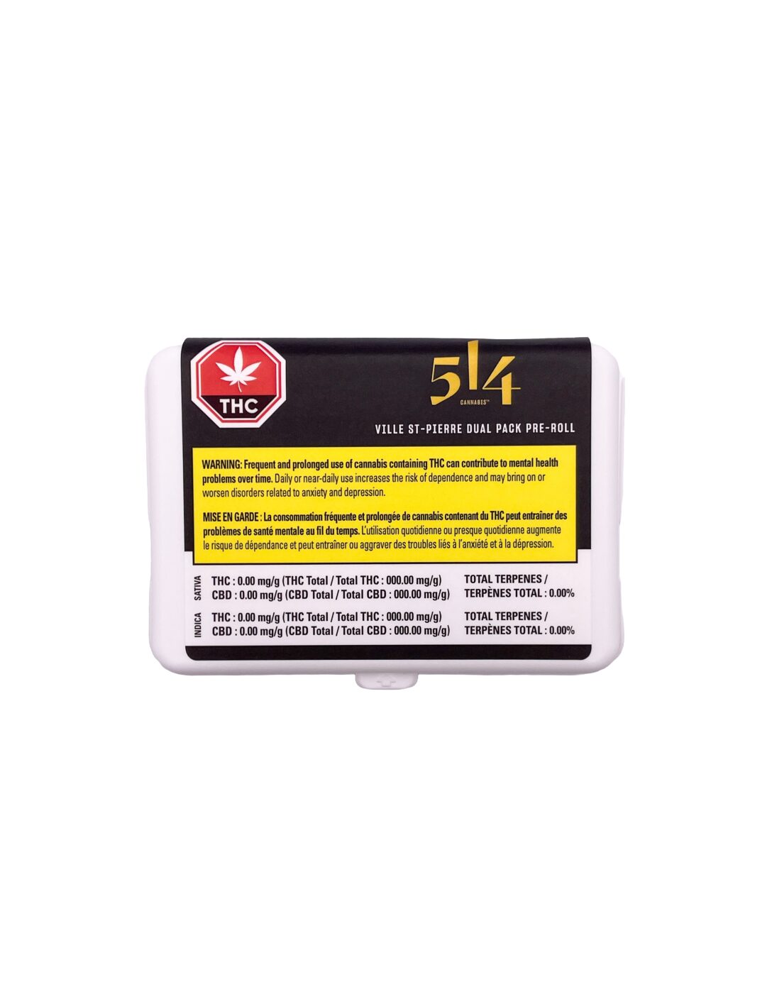 514 Cannabis, Ville St-Pierre - Dual pack Pre Rolls - THC 25%-31% CBD 3% - 10x0.5gr (vet)